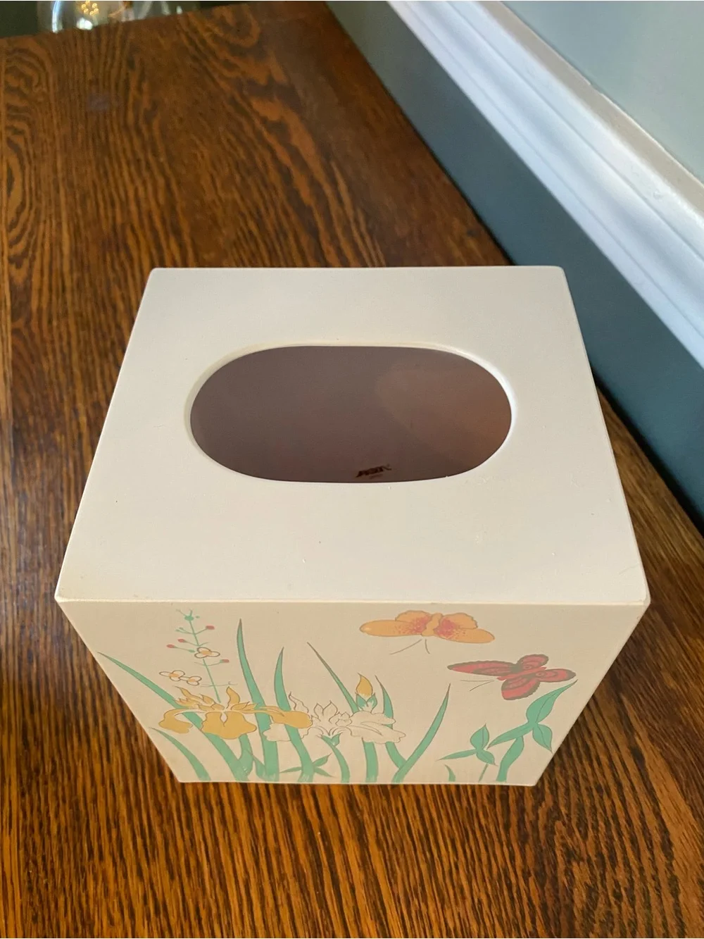 Vintage 1980s Tissue Box Cover Pastel Flowers Butterflies Jakson Japan